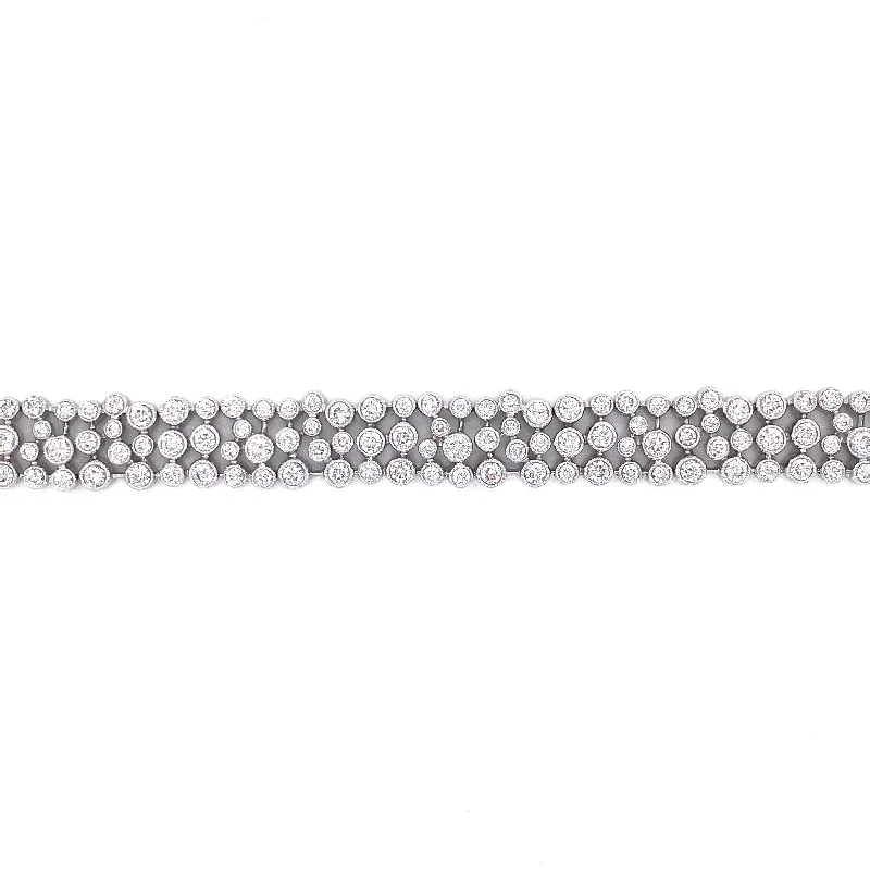 Ladies bracelets for journey vibes -18K White Gold Diamond Milgrain Abstract Bracelet