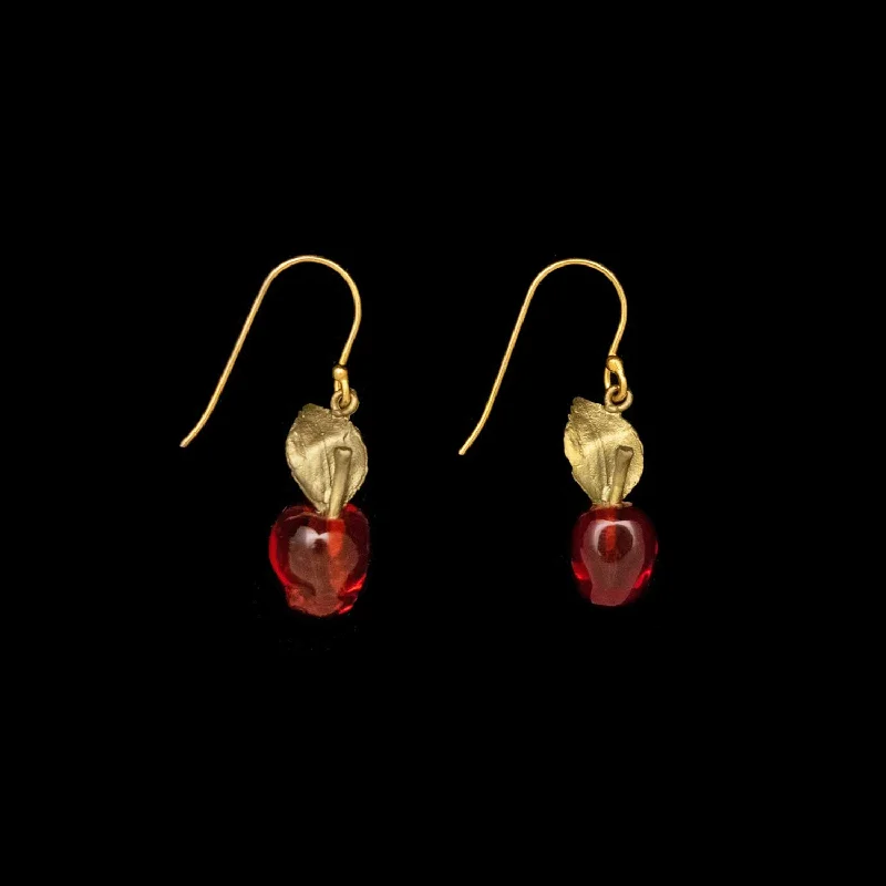 ladies-delicate-gold-earrings-Delicious Apple Earrings - Wire