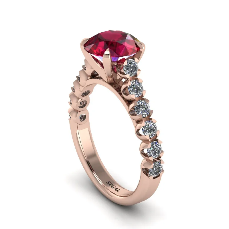 engagement-princess-cut-rose-gold-rings-2ct Round Cut Ruby 14K Gold Engagement Ring - Christina No. 11