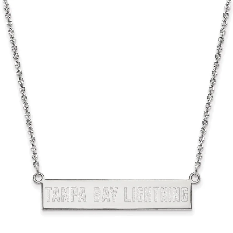 Ladies necklaces with dusk charoite -Sterling Silver NHL Tampa Lightning Small Bar Necklace, 18 In