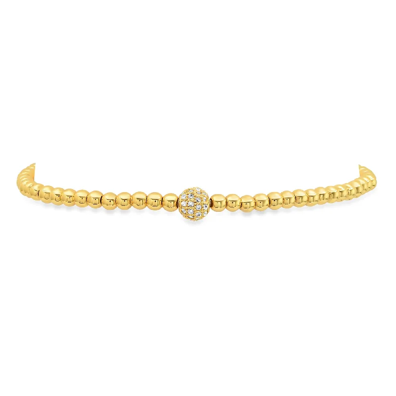 Ladies bracelets with lemon aventurine -BALL STRETCH BRACELET, GOLD