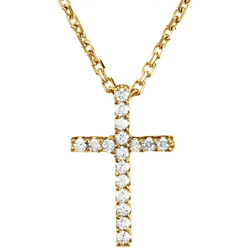 Ladies necklaces with mist labradorite -.085 cttw Diamond Cross Necklace in 14k Yellow Gold