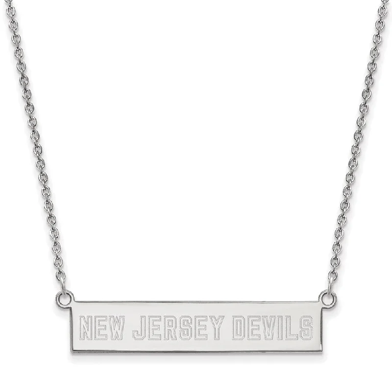 Ladies necklaces bold flair -Sterling Silver NHL New Jersey Devils SM Bar Necklace, 18 In