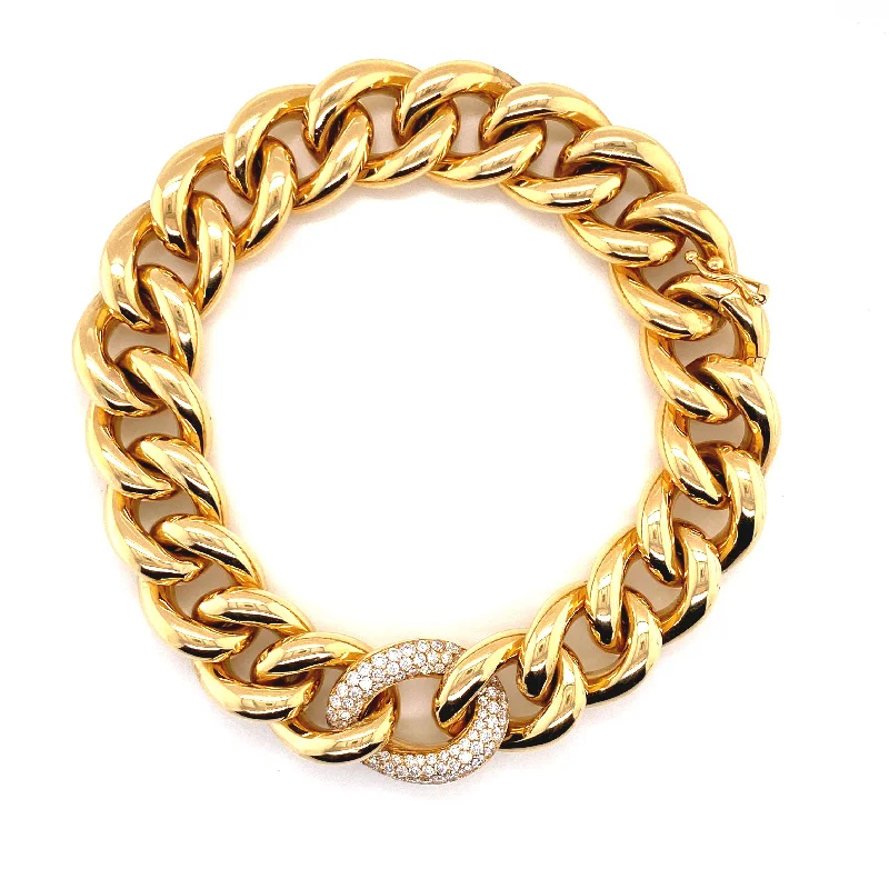 Ladies bracelets for special surprises -18K Yellow Gold Diamond Link & Large Curb Link Bracelet