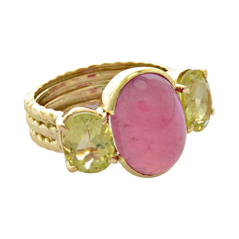 ladies-vintage-diamond-rings-Ring-Rubellite and Lemon Quartz