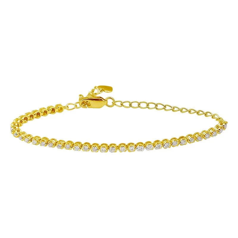 Ladies bracelets fun flair -14K Yellow Gold Diamond Tennis Adjustable Bracelet