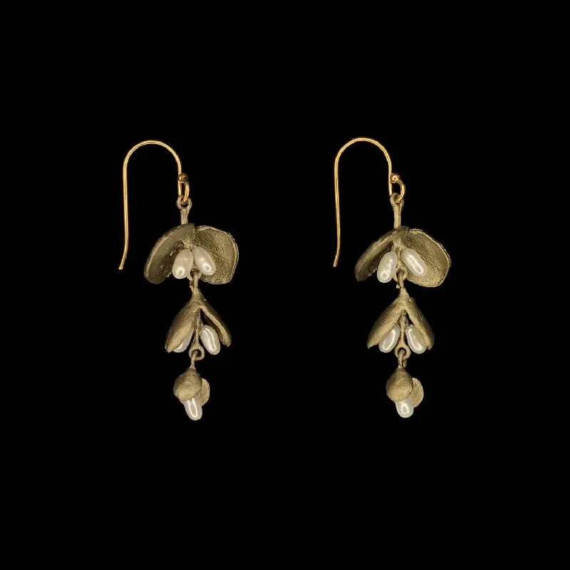 ladies-bar-pearl-earrings-Eucalyptus Seed Earrings - Wire