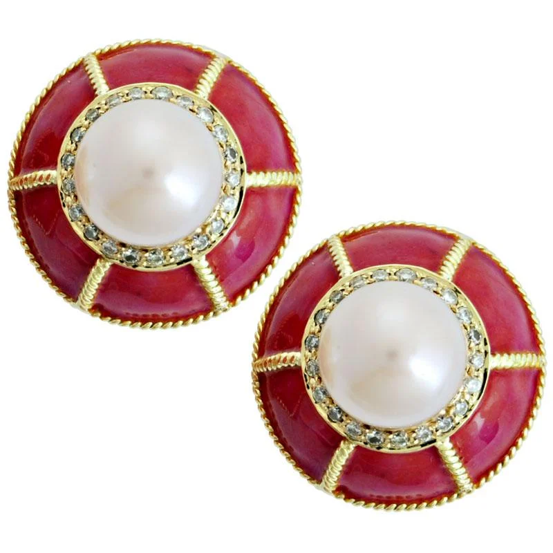 ladies-luxury-diamond-earrings-Earrings-Pearl and Diamond (Enamel)  (1470G)