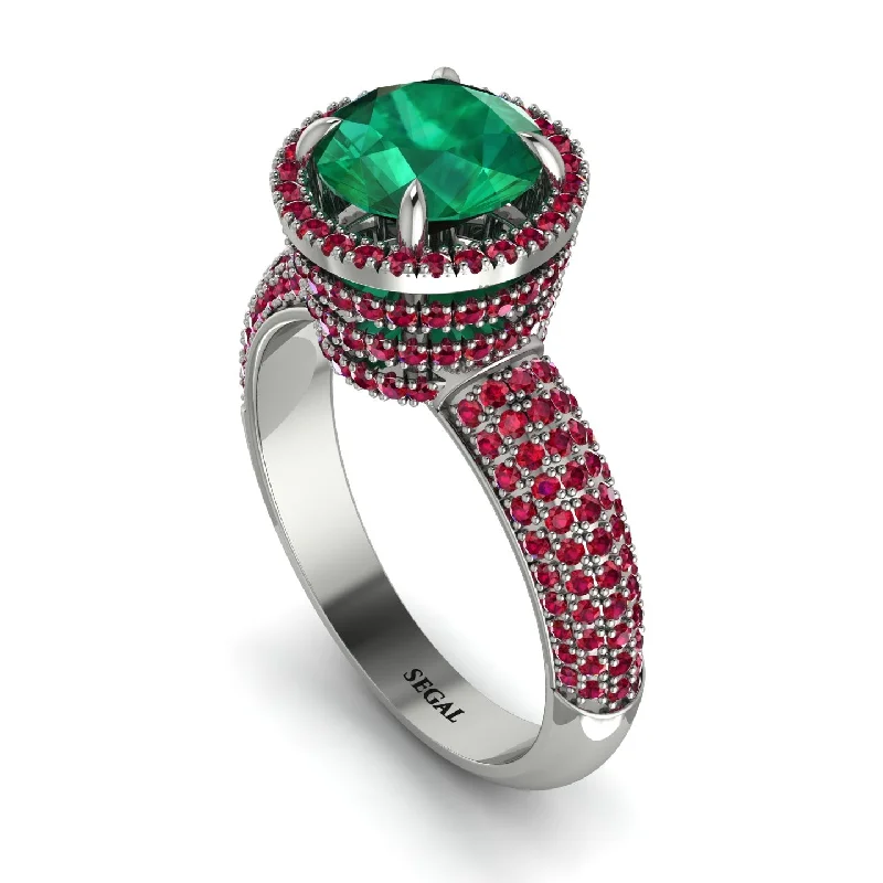 engagement-diamond-cathedral-rings-Emerald Cluster Halo Engagement Ring - Katie No. 51