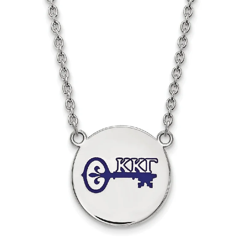 Ladies necklaces with fin charms -Sterling Silver Kappa Kappa Gamma Large Enamel Necklace