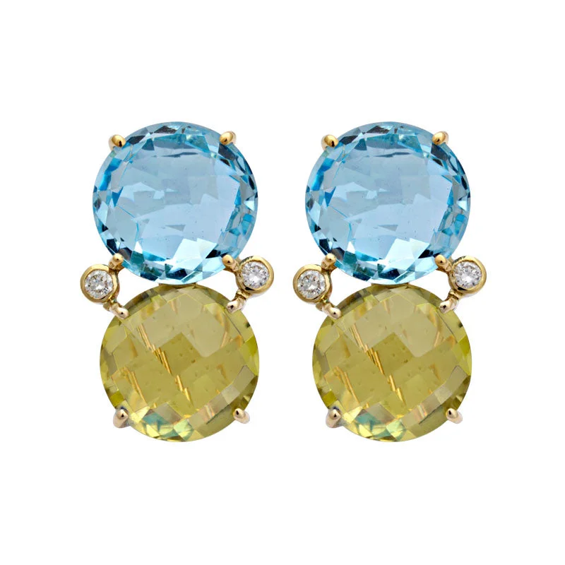 ladies-rustic-hoop-earrings-Earrings-Blue Topaz, Lemon Quartz and Diamond