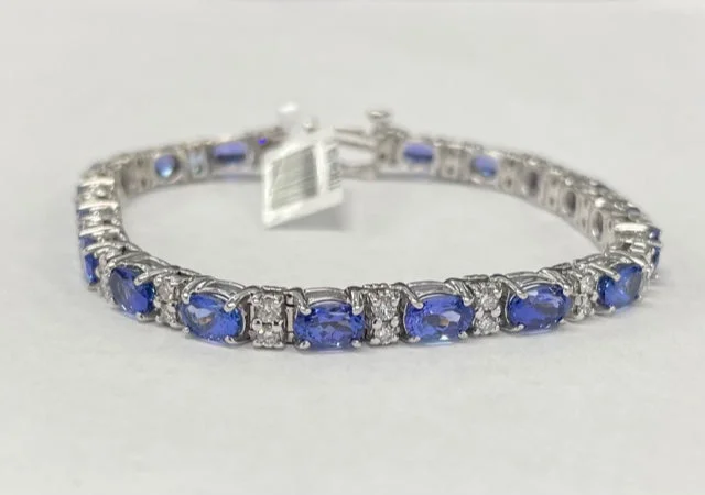 Ladies bracelets with sphere pendants -18KT White Gold Daimond & Tanzanite Bracelet