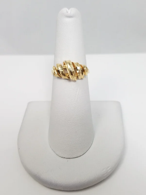 ladies-vintage-diamond-rings-Sparkly 14k Yellow Gold Diamond Cut Ring Band