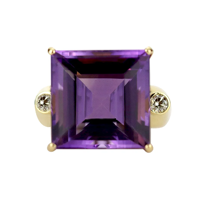 ladies-custom-emerald-rings-Ring - Amethyst and Diamond