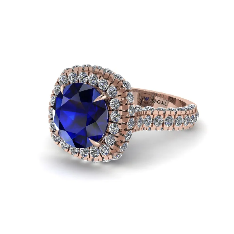 engagement-rose-gold-bypass-rings-Sapphire Pave Double Halo Engagement Ring - Eve No. 14