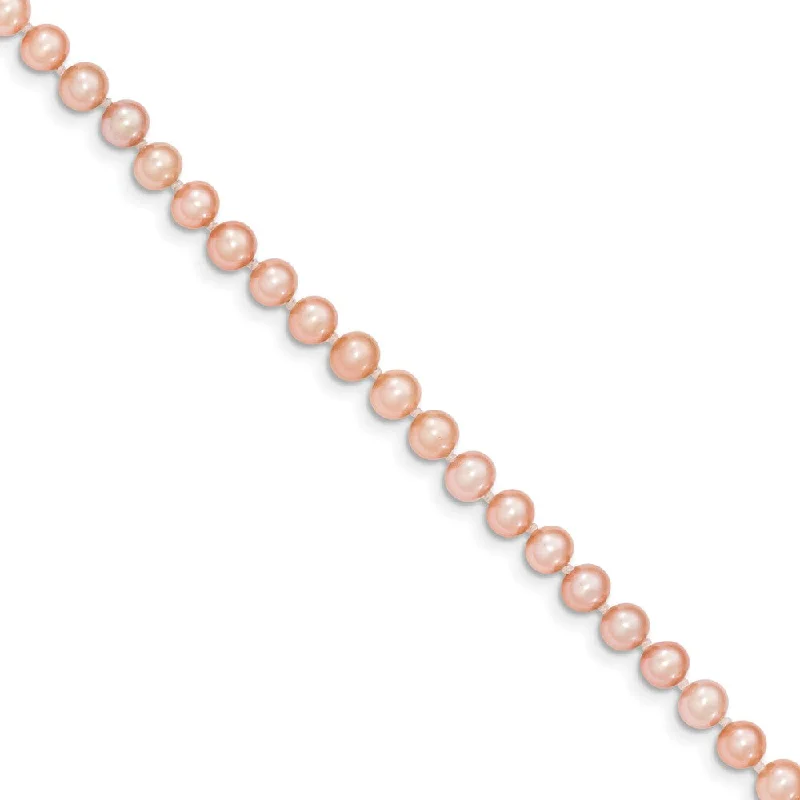 Ladies necklaces for maker vibes -4-5mm, Pink FW Cultured Pearl & 14k Yellow Gold Clasp Necklace