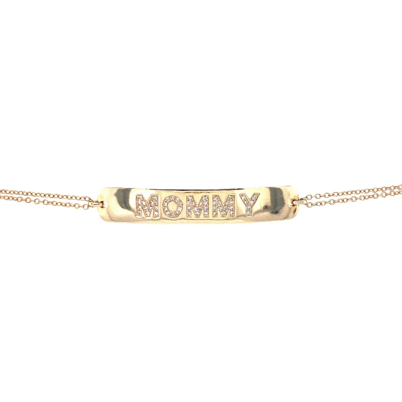 Ladies bracelets elegant elegance -14K Yellow Gold Diamond "Mommy" Bracelet