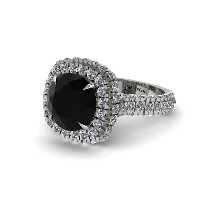 engagement-unique-silver-rings-Black Diamond Pave Double Halo Engagement Ring - Eve No. 9