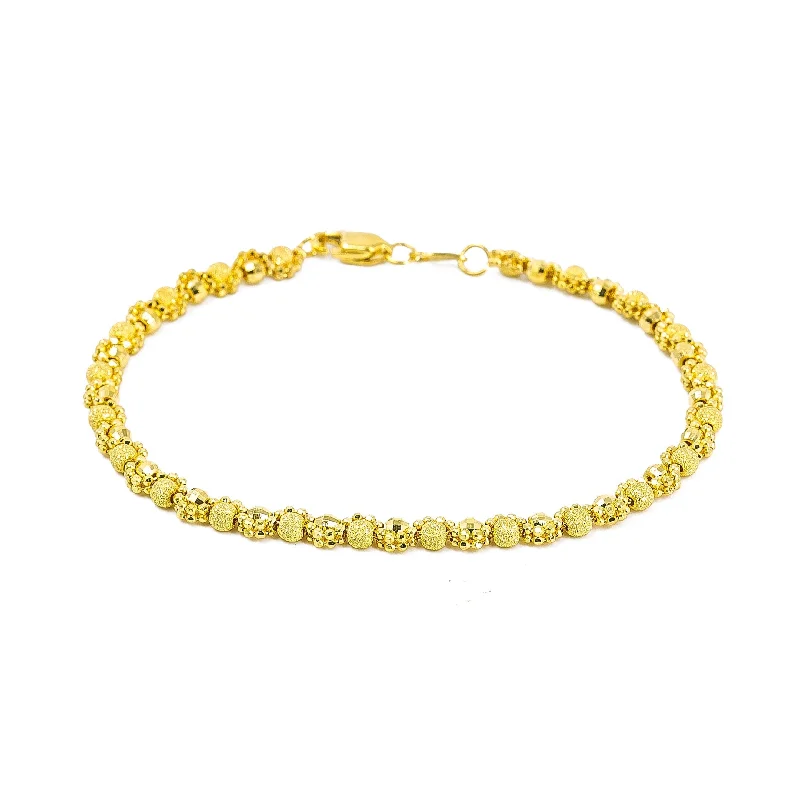 Ladies bracelets for escape vibes -22K Yellow Gold Bracelet W/ Textured Gold Balls & Double Bead Chain