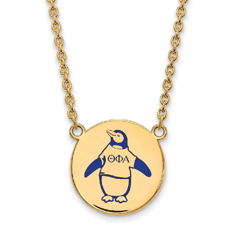 Ladies necklaces with dusk charms -14K Plated Silver Theta Phi Alpha Large Enamel Necklace