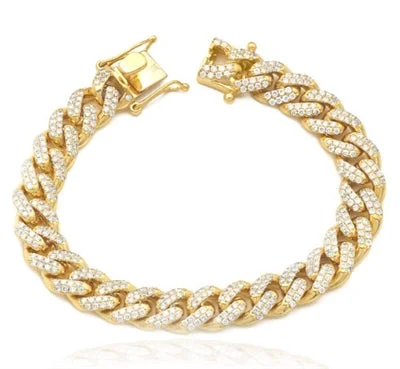 Ladies bracelets for spring vibes -DIAMOND SOLID MIAMI CUBAN BRACELET