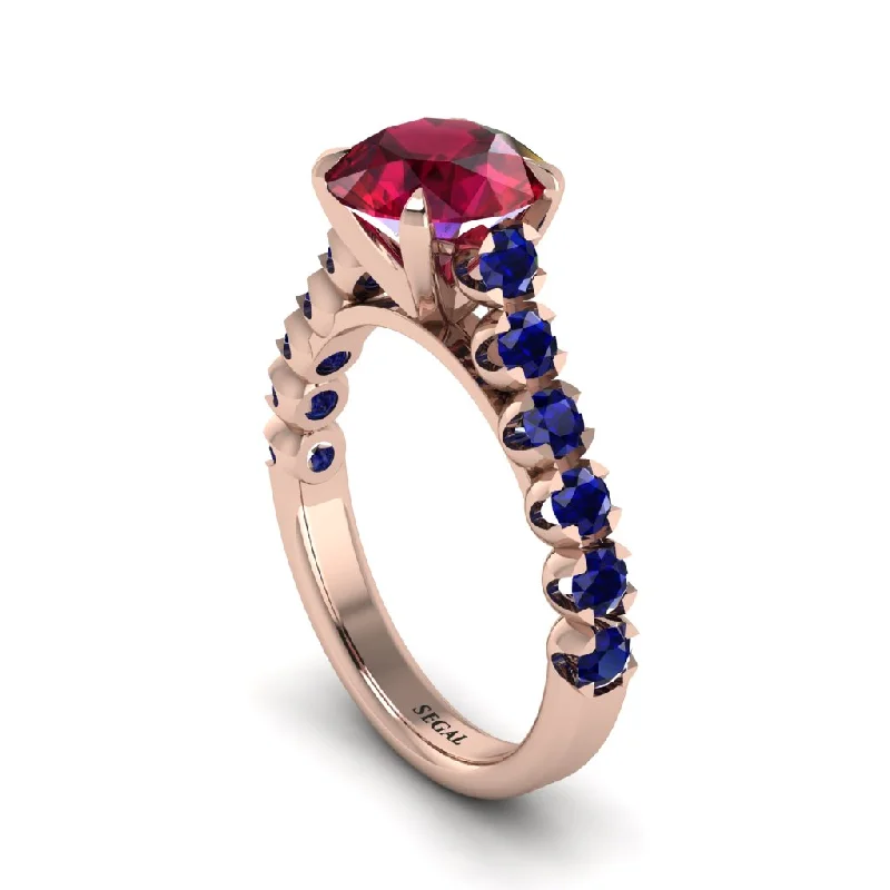 engagement-elegant-wide-band-rings-2ct Round Cut Ruby 14K Gold Engagement Ring - Christina No. 71