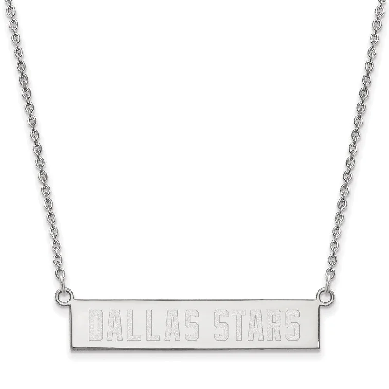 Ladies necklaces thick elegance -Sterling Silver NHL Dallas Stars Small Bar Necklace, 18 In