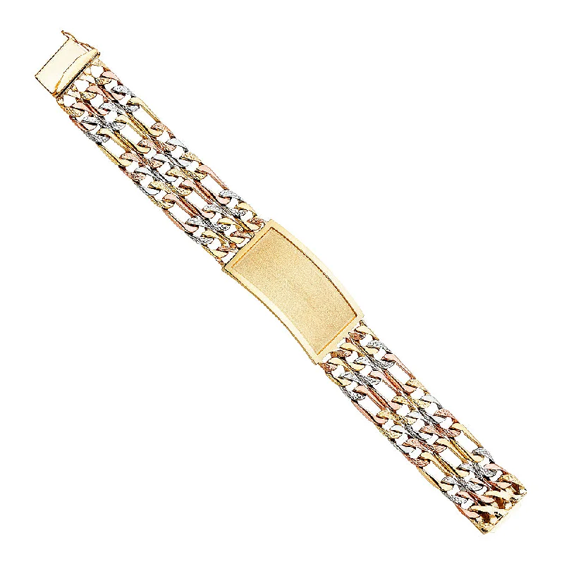 Ladies bracelets for legal vibes -14K Nugget Figaro Link ID Bracelet