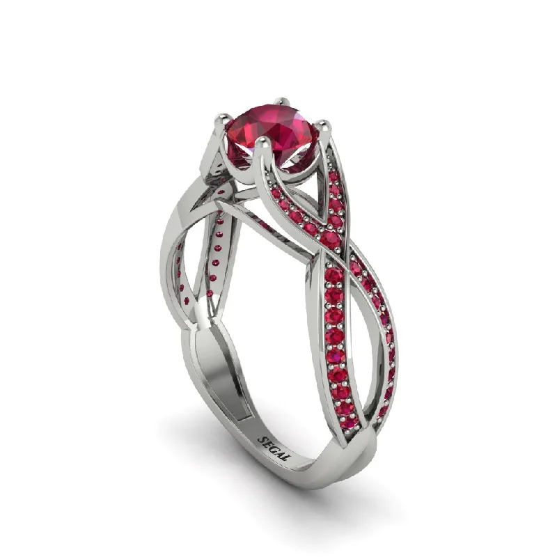 engagement-cushion-cut-gold-rings-Ruby Eternal Twist Engagement Ring - Maisie No. 57