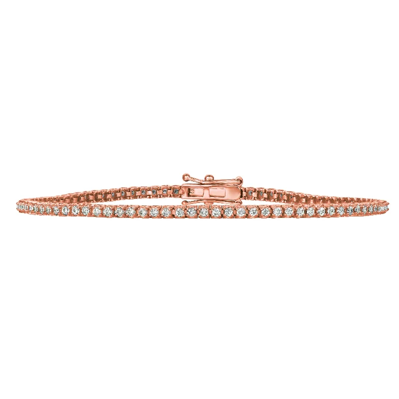 Ladies bracelets for ridge vibes -14K Rose Gold Diamond Tennis Bracelet