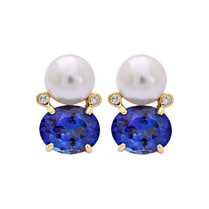 ladies-classic-hook-earrings-Earrings- Tanzanite, South Sea Pearl and Diamond