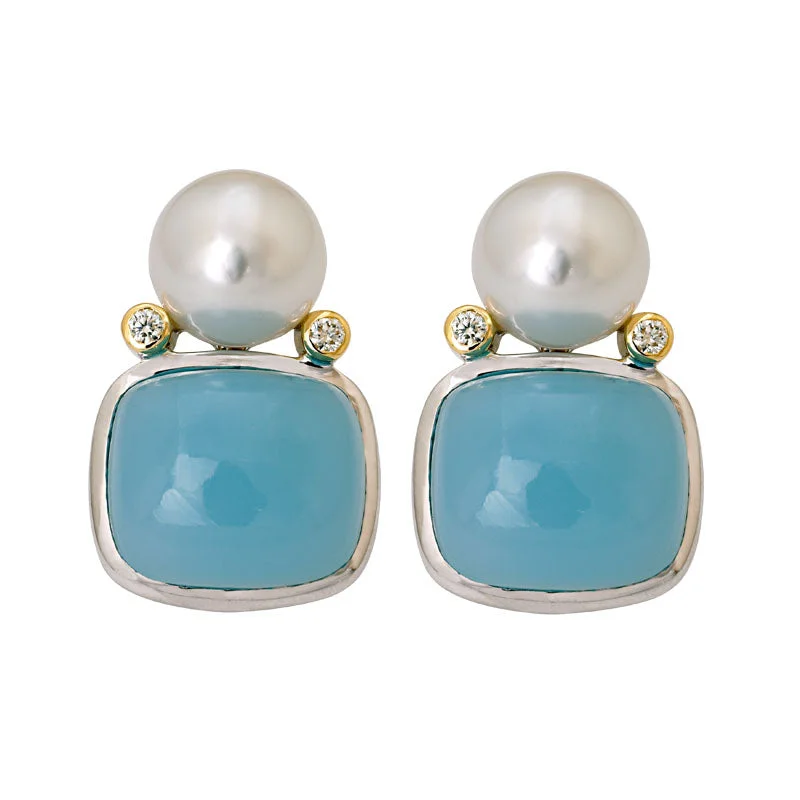 ladies-cross-diamond-earrings-Earrings- Chalcedony, South Sea Pearl and Diamond