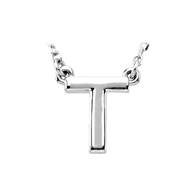 Ladies necklaces premium elegance -14K White Gold, Kendall Collection, Block Initial T Necklace, 16 Inch