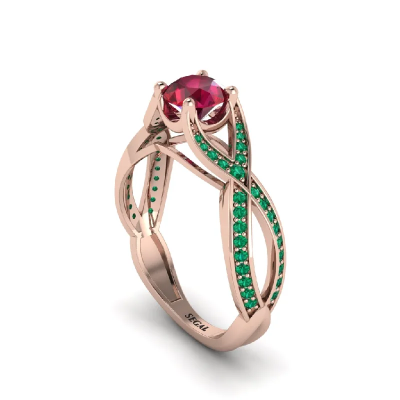 engagement-emerald-wide-band-rings-Ruby Eternal Twist Engagement Ring - Maisie No. 26