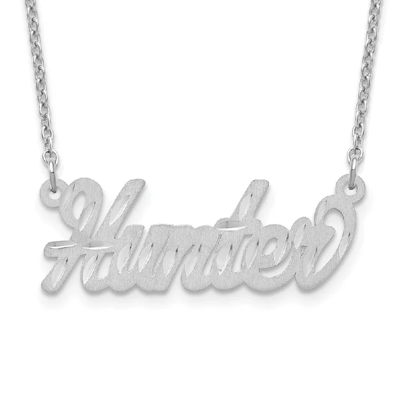 Ladies necklaces with talon pendants -Personalized Satin, Diamond-Cut Small Script Name Necklace