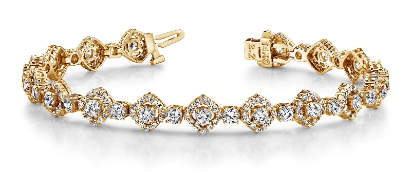 Ladies bracelets for gym vibes -14K Yellow Gold Diamond Square Link Bracelet