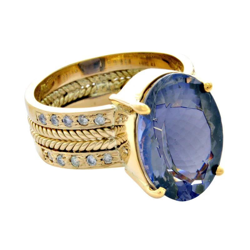 ladies-elegant-white-gold-rings-Ring-Iolite and Diamond