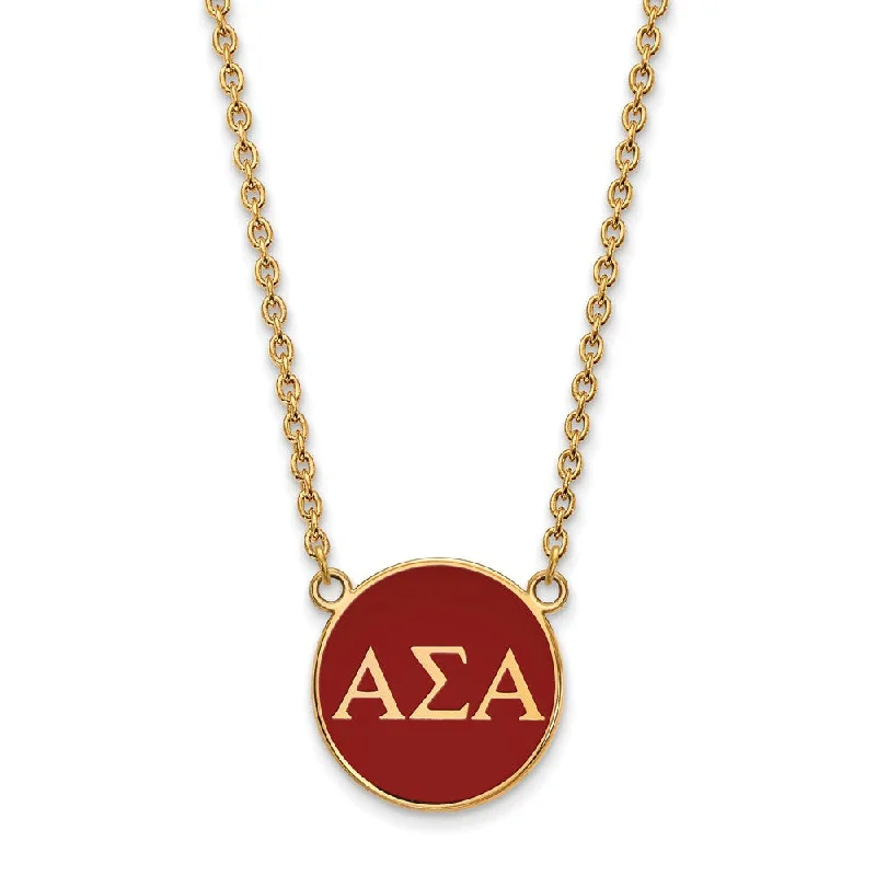 Ladies necklaces fun brilliance -14K Plated Silver Alpha Sigma Alpha Large Greek Letter Enamel Necklace