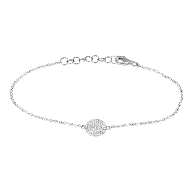 Ladies bracelets for travel vibes -14K White Gold Diamond Disc Bracelet