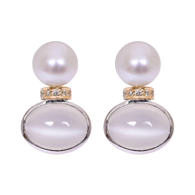 ladies-infinity-diamond-earrings-Earrings- Chalcedony, South Sea Pearl and Diamond