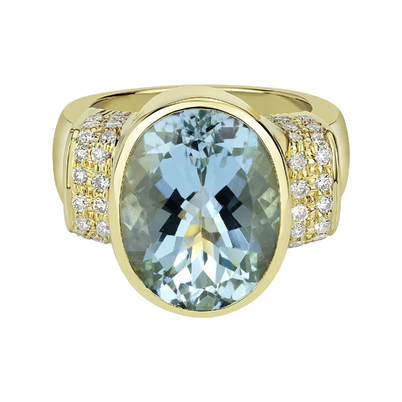 ladies-marquise-cut-silver-rings-Ring - Aquamarine And Diamond