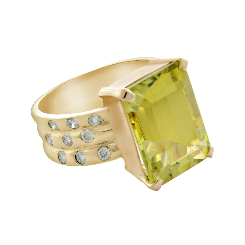 ladies-radiant-cut-sapphire-rings-Ring-Lemon Quartz and Diamond