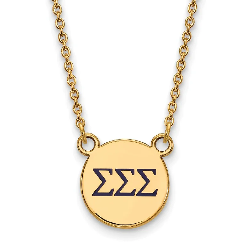 Ladies necklaces for thoughtful presents -14K Plated Silver Sigma Sigma Sigma Sm Navy Enamel Greek Necklace