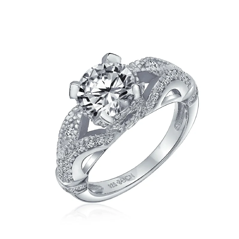 engagement-marquise-cut-gold-rings-3CT Solitaire .925Sterling Silver Filigree AAA CZ Engagement Ring