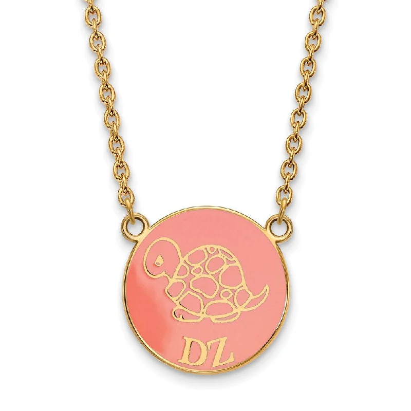 Ladies necklaces with prism pendants -14K Plated Silver Delta Zeta Large Enamel Mascot Necklace