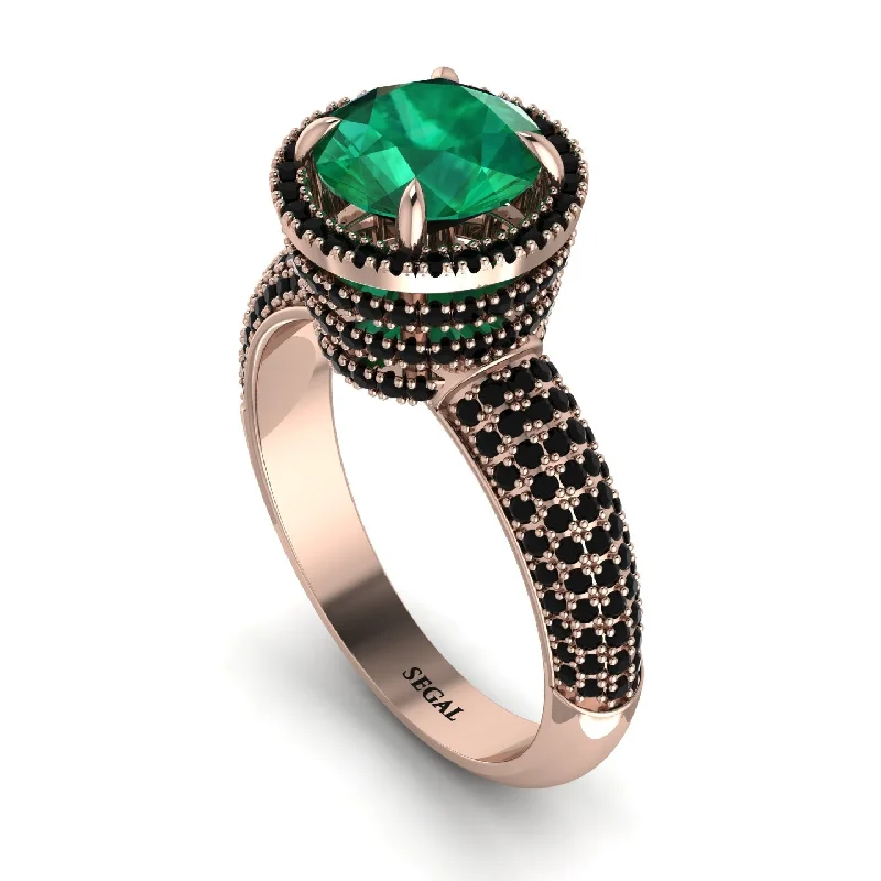 engagement-marquise-cut-gold-rings-Emerald Cluster Halo Engagement Ring - Katie No. 35