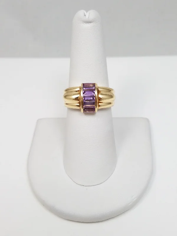 ladies-round-sapphire-rings-Snazzy 14k Yellow Gold Natural Amethyst Wide Ring