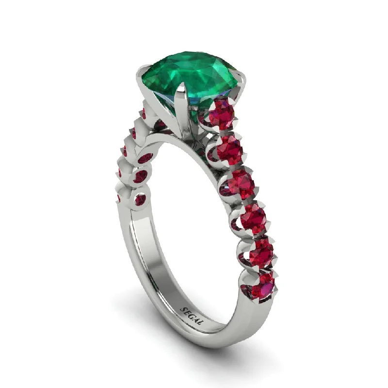 engagement-modern-diamond-rings-2ct Round Cut Emerald 14K Gold Engagement Ring - Christina No. 51