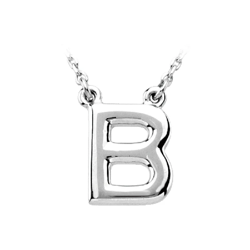 Ladies necklaces for workday style -14K White Gold, Kendall Collection, Block Initial B Necklace, 16 Inch