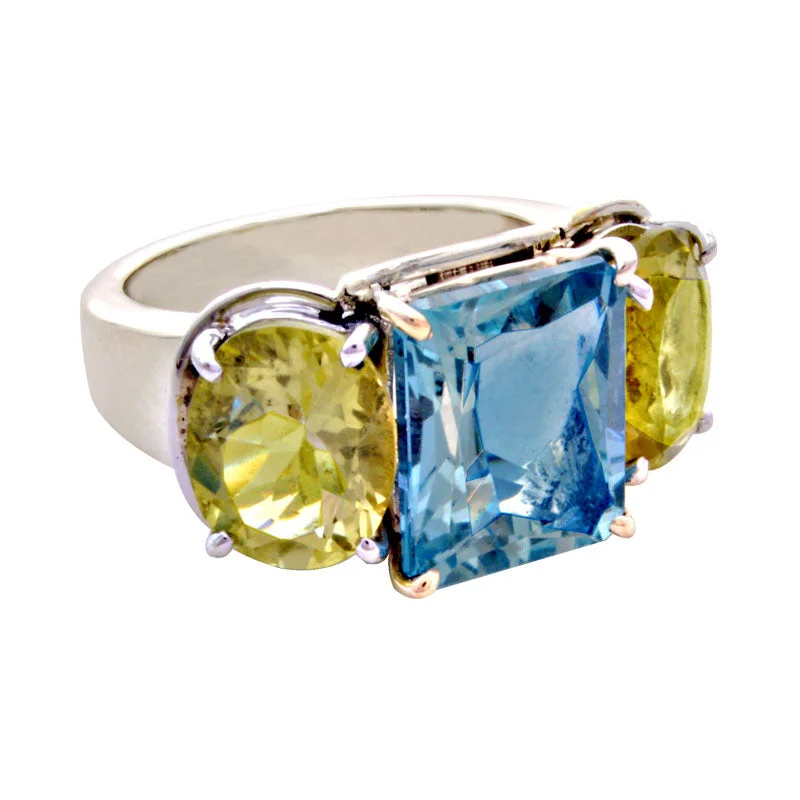 ladies-pearl-cluster-rings-Ring-Blue Topaz and Lemon Quartz